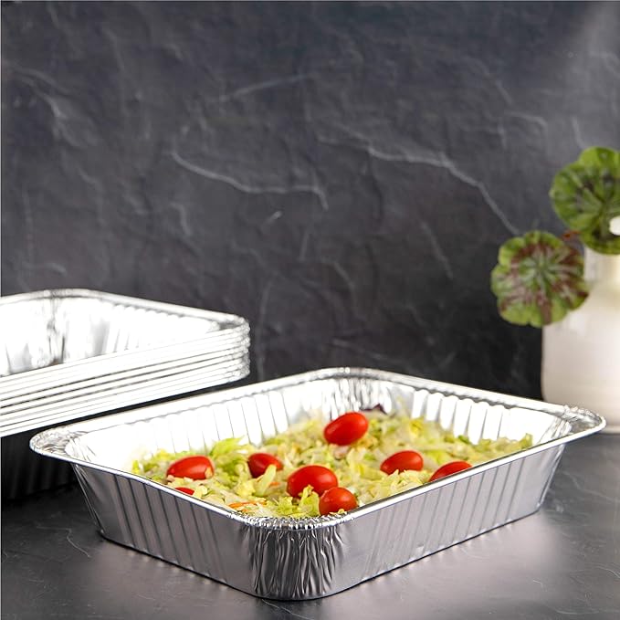 PLASTICPRO Disposable 9 x 13 Aluminum Foil Pans Half Size Deep Steam Table Bakeware - Cookware Perfect for Baking Cakes, Bread, Meatloaf, Lasagna Pack of 20