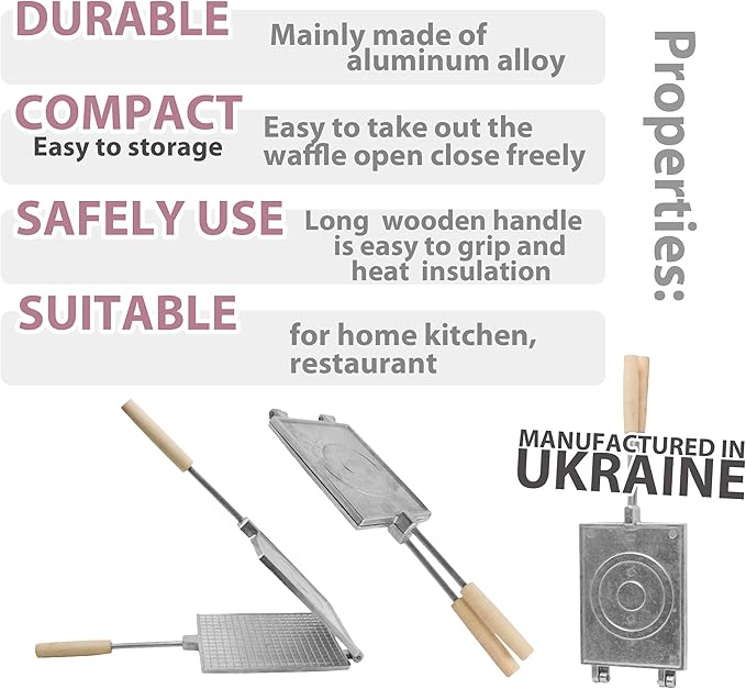 Waffle Maker rectangular shape - Waffle Cone Maker - Krumkake Iron - Wafer Maker - Waffle Makers - Waffle Cone Maker Machine - Stroopwafel Maker - Ice Cream Cone Maker - Wafer Iron - Вафельница