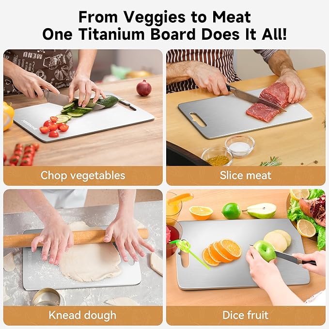PEREHOME 3pcs Titanium Cutting Board for Kitchen, Cutting Board Double Sided Food Grade, Chopping Boards with Handle, Dishwasher Safe, Cutting Boards For Meats, Fruits, Vegetables, Christmas Gifts