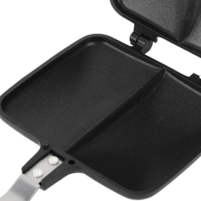 Sandwich Maker Non Stick Hot Sandwich Panini Maker with Handle Aluminum Alloy Grilled Panini Maker Frying Pan Uniform Heating Stovetop Toasted Sandwich Maker for Breakfast(Style 2)(Style 2)