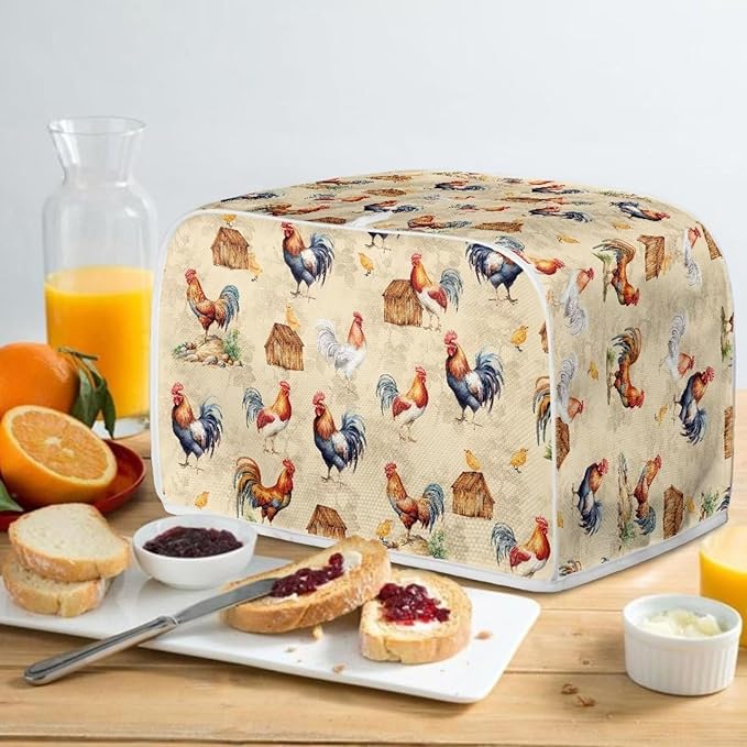 Annejudy Chicken Pattern Two Slice Toaster Cover, Kitchen Small Appliance Covers Home Table Decoration Microwave Oven Dustproof Cover Keep From Dirty Stain, Yellow