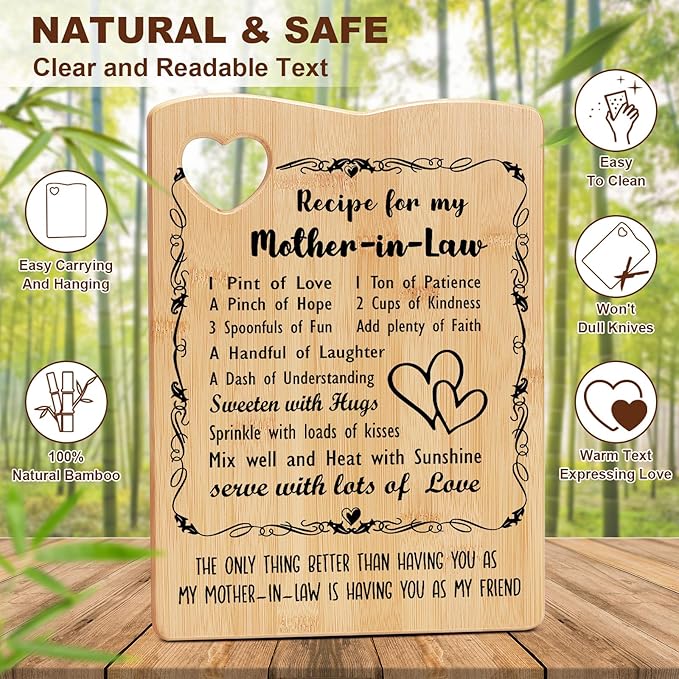 YUEYUQIU Gifts for Mother in Law - Birthday Gifts for Mother in Law from Daughter in Law, Mother in Law Cutting Board Set Present, Ideal Mother's Day Christmas Gifts for Mother of the Groom