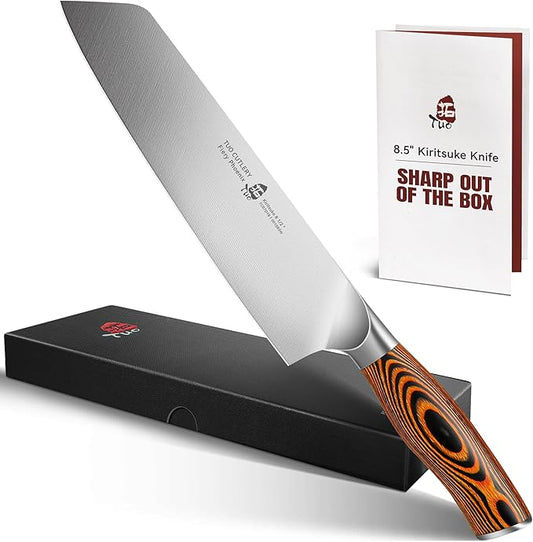 TUO Kiritsuke Chef Knife, 8.5 inch Asian Kitchen Knife for Cutting Fish & Meat, High Carbon German Steel Japanese Blade-Type with Ergonomic Handle