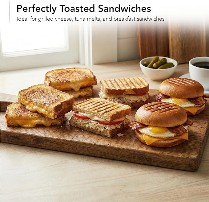 OVENTE 3 in 1 Electric Sandwich Maker, Panini Press Grill and Waffle Iron Set with Removable Non-Stick Plates, Perfect for Cooking Grilled Cheese, Tuna Melts, Burgers, Steaks and Snacks, Black GPI302B