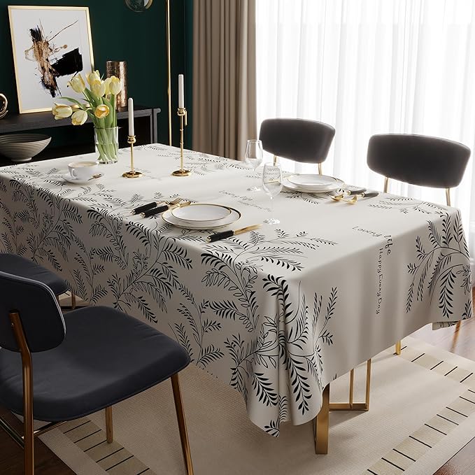 Rectangle Table Cloth,100% Waterproof Tablecloth OilProof SpillProof Vinyl Table Cloth, Wipe Clean Plastic Table Cover for Dining, Camping, Indoor and Outdoor 54" x 78",Midnight Foliage