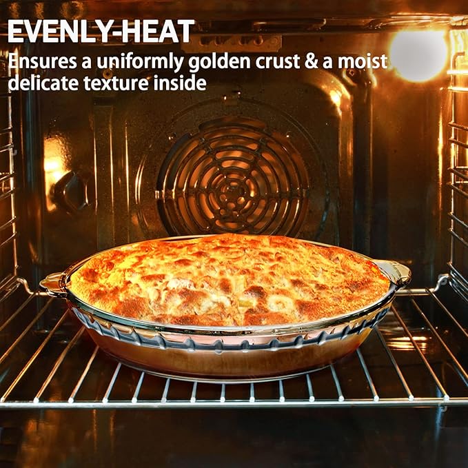 ZYER Glass Pie Plate Round Glass Pie Pan for Baking Pie Baking Pan 47oz Pie Dish, 9.5 Inch