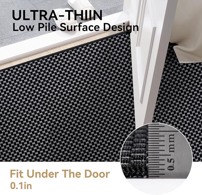 2x6 ft Kitchen Runner Rug Mat Non Slip Boho Woven Hallway Runner Washable, Soft Long Entryway Laundry Hall Floor Runners Rugs Carpet for Indoor Backdoor Bedroom Kitchen Living Room, Black
