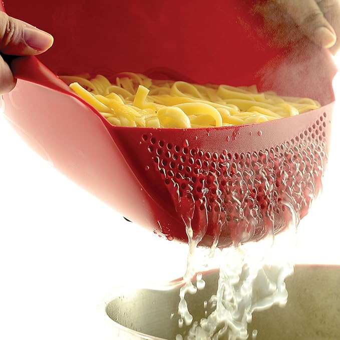 Norpro NOR-2176 Plastic Serving Bowl with Strainer , Red