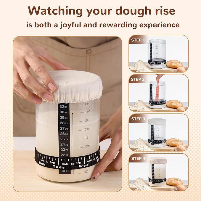 Sourdough Starter Kit, 9" Round and 10" Oval Banneton Bread Baking Supplies, Bread Making Tools Kit, Sourdough Proofing Basket, Sourdough Kit Gifts for Bakers Women Wife Mom