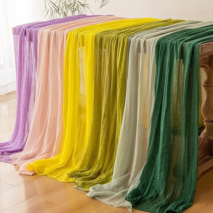 Keketoarrange Forest Green St. Patrick's Day Table Runner Gauze Rustic Cheesecloth 120 Inch 10 FT for Wedding Baby Shower Bridal Shower Birthday Party Sheer Boho Spring Easter Home Decorations