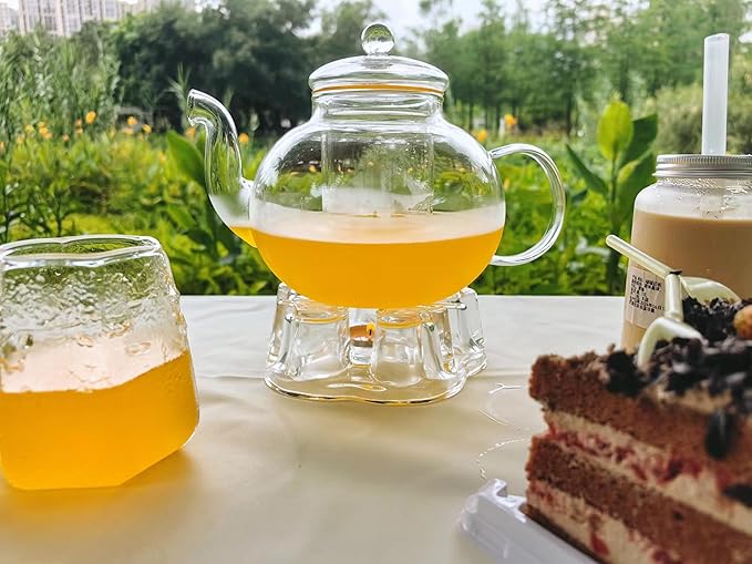 Stovetop & Microwave Safe Glass Teapot (40 oz) with Removable Loose Tea Glass Infuser,Borosilicate Glass Tea Kettle and Tea Maker, transparency