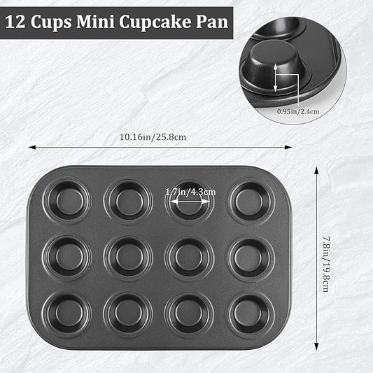 Audingull Mini Muffin Pan, Premium Small Cupcake Pans, Carbon Steel 12-Cup Muffin Tin, Versatile Non-Stick Bakeware