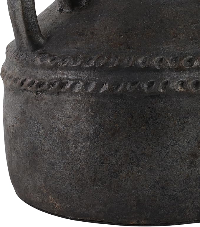 Terracotta Triple Handle Vase for Living Room Decor - Casual Home Decor Accent for Entryway, Bedroom, and Office Shelf - Decorative Flower Vase for House and Dining Room Table - 12", Black