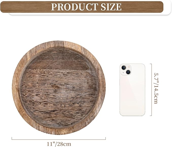 Hanobe Candle Plate Holder Tray: Round Wood Decorative Candle Plate Decor Farmhouse Table Centerpiece Rustic Wood Tealight Pillar Trays for Christmas Wedding Halloween Home Decor