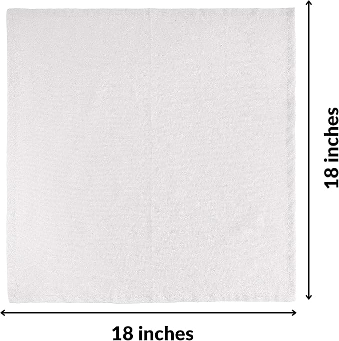 FINGERCRAFT Cloth Napkins, Cotton Linen Mitered Corner Soft Durable Washable Eco-Friendly Napkins Cloth 12 Pack, 18x18 inch Premium Quality for Home Hotel Parties Christmas Wedding Dinner White