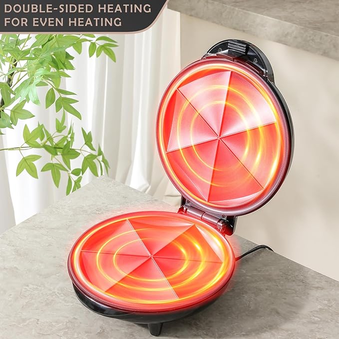 Electric Quesadilla Maker Taco Tuesday, 9.5'' Quesadilla Press Non-Stick, Easy-Slice 6-Wedge Tortilla Cooker, Grilled Cheese Corn Flour Tortilla Snacks, Black