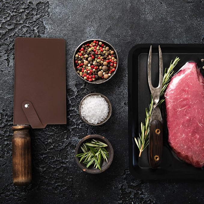PATIKIL PU Leather Knife Meat Cleaver Sheath, Waterproof Chef Knife Guards Wide Knife Protector Cleaver Cover for Home Kitchen, Brown