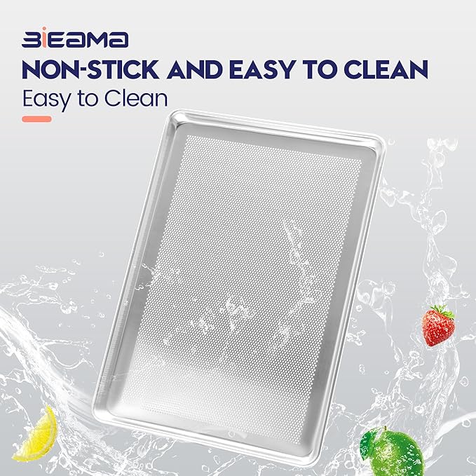 BIEAMA 12 Pack Full Size 18" x 26" Aluminum Baking Sheet Pan Perforated, Commercial Bakery Equipment Cookie Sheets, NSF Approved Baking Tray