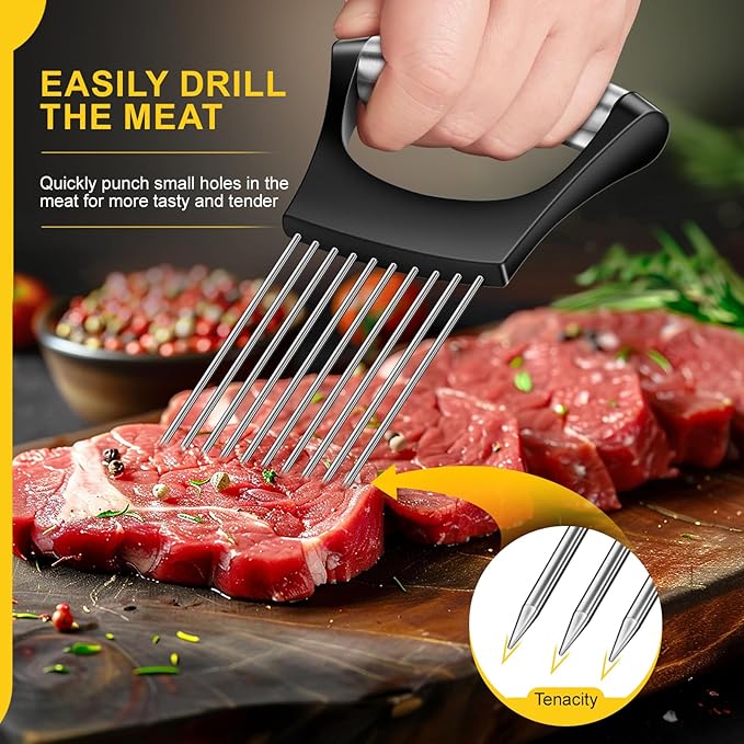 Premium Onion Slicer, Stainless Steel Onion Holder for Slicing Onion, Kiwifruit, Tomatoes, Avocados, Eggs, Lemon, Meat, Third Generation Onion Cutter