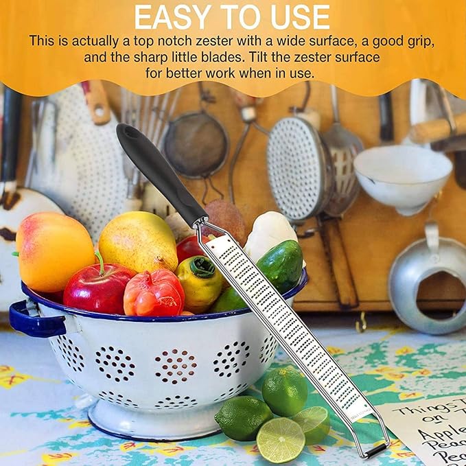 Lemon Zester & Cheese Grater - Steel - Kitchen Tool, Nutmeg, Vegetables, Fruits, Dishwasher