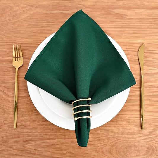 Wolkemer Set of 4 Hunter Green Cloth Napkins 17 x 17 Inches Solid Washable Polyester Dinner Napkins with Hemmed Edges for Dinners Parties Weddings Banquets Events Table Decoration