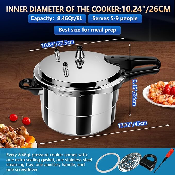 Hestroney pressure cooker 8 qt+, olla de presion,All Stovetops Induction Compatible Thickened Pressure Cooker with Spring ollas de presión para cocinar pressure cooker 8 qt