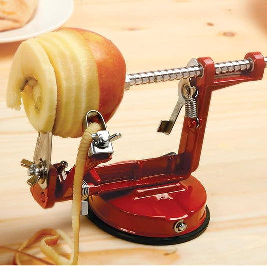 Norpro Apple Master-Apple, Potato, Parer, Slicer & Corer with Vacuum Base & Clamp,Red