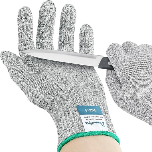Dowellife Cut Resistant Gloves A9 Maximum Protection - Food Grade Kitchen & Chef Gloves for Food Prep, Knife Cutting, Mandoline Slicing, Butcher, Oyster Shucking, Fish Handling (X-Large)
