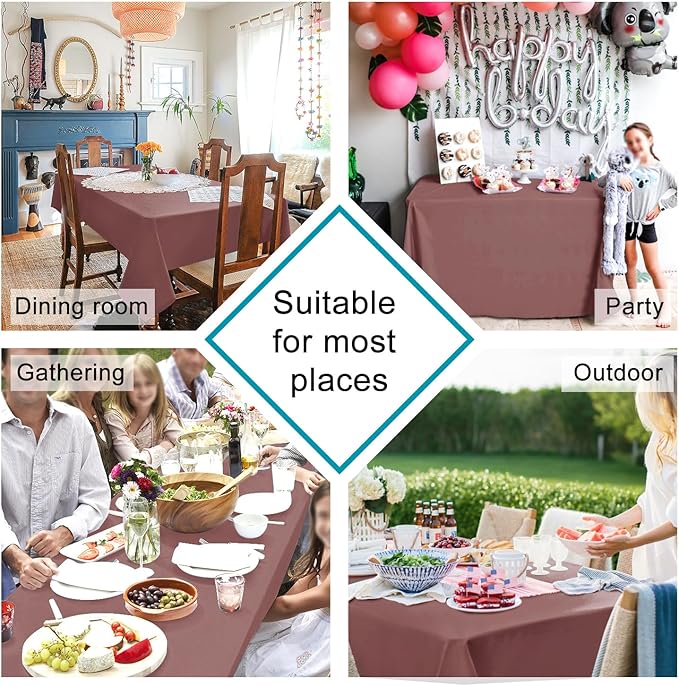Hiasan Dusty Rose Tablecloth for Rectangle Tables - Waterproof Washable Polyester Fabric Table Cloth for Buffect Dining Birthday Party, 54 x 108 Inch