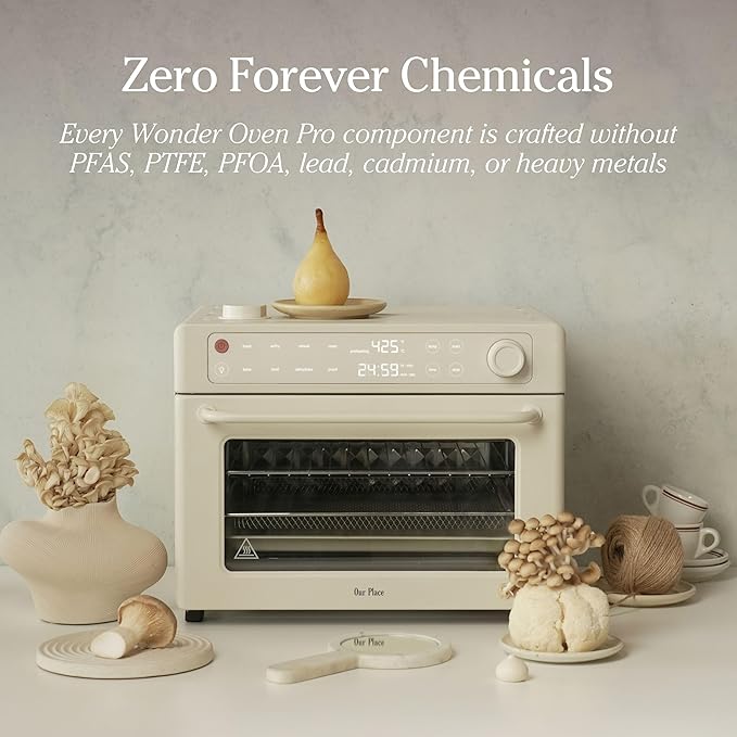 Our Place Wonder Oven Pro Essentials Kit with Large Aluminum Bake Pan and Steel Air Fryer Basket | Non-Toxic, Non-stick, Easy-to-Clean Baking & Frying Accessories, Oven-Safe up to 450°F | Cream