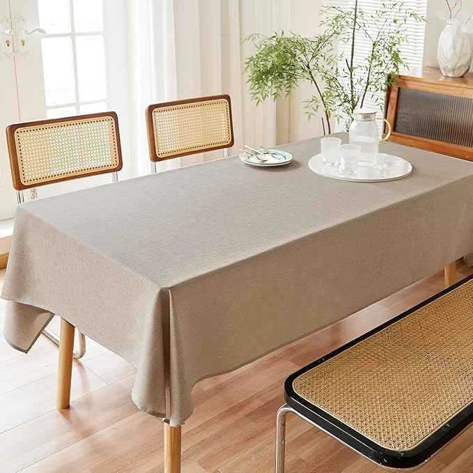 AUSSPVOCT Textured Linen Tablecloth Rectangle 60x84 Water Resistant Spill-Proof Wipeable Fabric Table Cloth Wrinkle Free Cloth Dining Table Cover for Birthday Spring Summer Holiday Party Tablecover