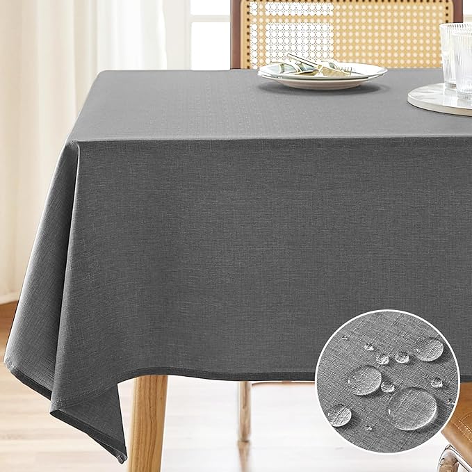 AUSSPVOCT Textured Tablecloth Rectangle 60x84 Water Resistant Spill-Proof Wipeable Table Cloth Wrinkle Free Fabric Dining Table Cover for Birthday Party Farmhouse Spring Kitchen Tablecloths
