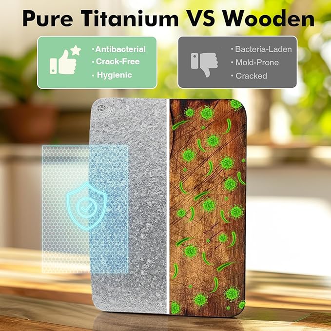 Titanium Cutting Board, 100% Pure Titanium Chopping Board for Kitchens, Antibacterial Double-Sided Cutting Boards for Kitchen and Outdoor Cooking (16"x11")