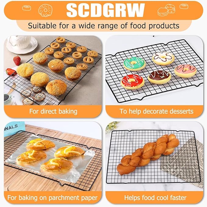 Cooling Rack Set of 1, 10" x 16" No Warp Heavy Duty Stainless Steel Baking Rack - Fits Half Sheet Pan, Oven Safe 575°F,for Baking, Roasting & Dehydrating, Dishwasher Safe
