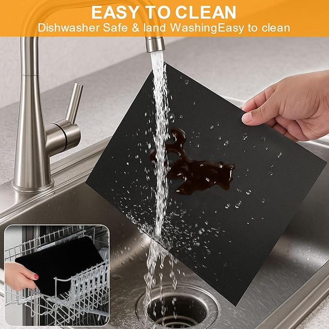 GWYSY Oven Liners for Bottom of Oven, 13.8"x12" Reusable Non-Stick Heat Resistant Accessories Mat for Emeril Lagasse Dual Zone 360 Air Fryer Oven 25 QT Extra Large and more, 4 Pack