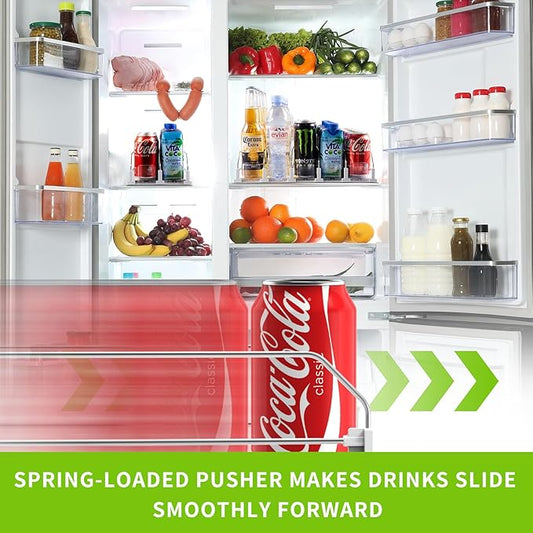 Drink Organizer for Fridge, Soda Can Dispenser for Refrigerator, Automatic Drink Dispenser for Fridge Holds up to 10 Cans, 2 Row