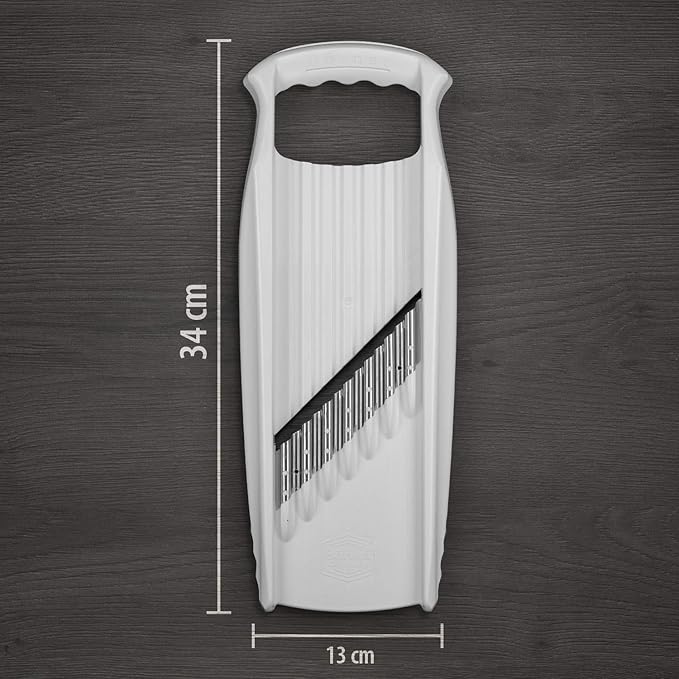 Börner Wave-Waffle XXL PowerLine Crinkle Cut Vegetable Slicer (White) • Wavy Mandoline for Vegetables • Wave/Waffle/Crinkle Cut • Potato Slicer for Lattice Potatoes