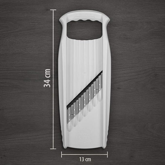 Börner Wave-Waffle XXL PowerLine Crinkle Cut Vegetable Slicer (White) • Wavy Mandoline for Vegetables • Wave/Waffle/Crinkle Cut • Potato Slicer for Lattice Potatoes