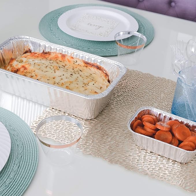 PLASTICPRO [3 Lb 25 Pack Disposable Loaf Pans Aluminum Tin Foil Meal Prep Bakeware - Cookware Perfect for Baking Cakes, Bread, Meatloaf, Lasagna 3 Pound 11'' X 5'' X 2.75''