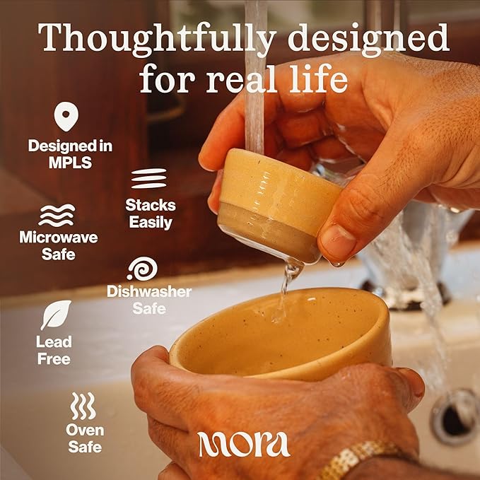Mora Mini Ramekins Set of 4, 8oz Ceramic Pottery Baking Dishes - Microwave, Oven and Dishwasher Safe - Terracotta