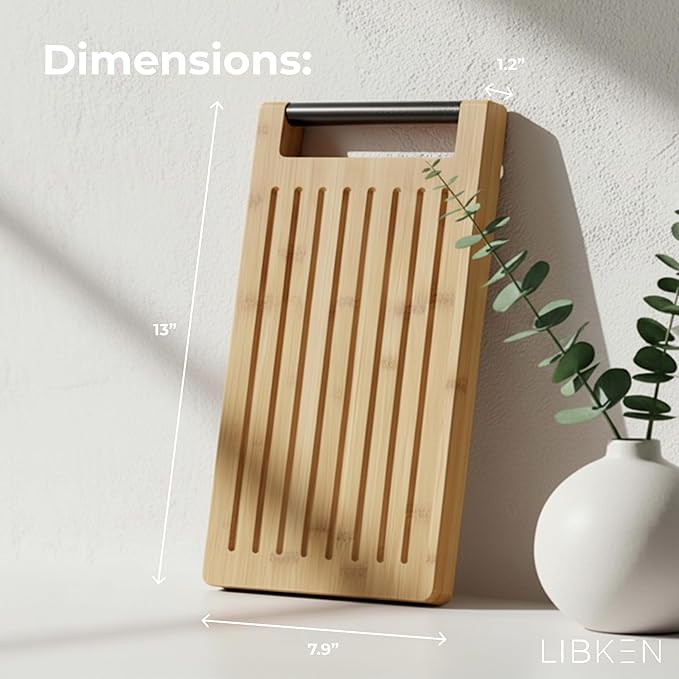 Multifunctional Bamboo Cutting Board – Minimal Scandinavian Design, 5-in-1 Foldable Kitchen Chopping Board with Stainless Steel Inlet & Grooves for Bread, Vegetables, Meat, and Fish