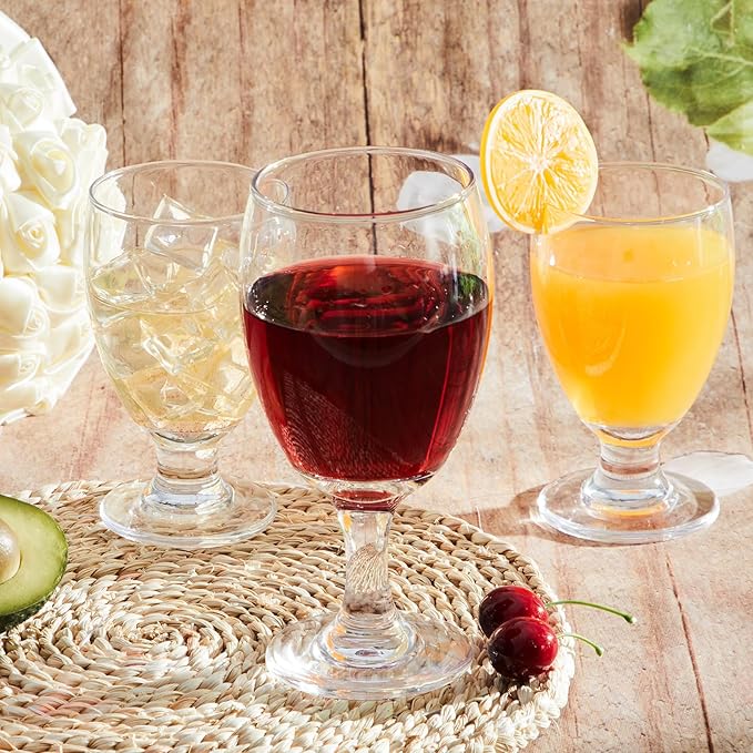 Patelai Set of 12 Clear Glasses 16 oz Water Goblet Glass Stemmed Water Glasses for Juice Wine Beer Tea Milk Cold Beverages Drinks Dishwasher Safe