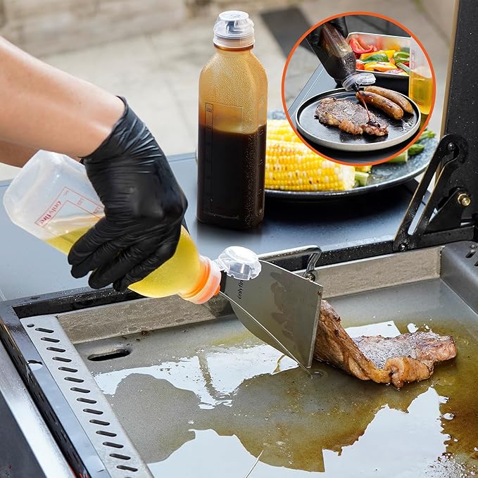 Onlyfire 7PCS Griddle Accessories Kit for Cooking Indoor or Outdoor, Multifunctional Grill Utensil for Blackstone Including Melting Dome, Grill BBQ Spatulas, Chopper/Scraper, Liquid Dispensers, Grill Press Great