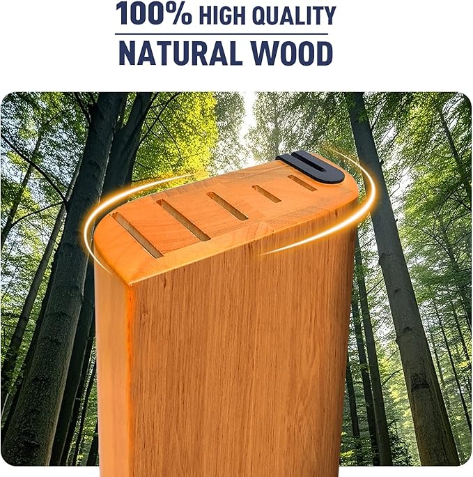 Knife Set, 6-Piece Kitchen Knife Set with Wooden Knife Block and Built-in Sharpener, Stainless Steel Sharp knives set for kitchen, Knife Block Set