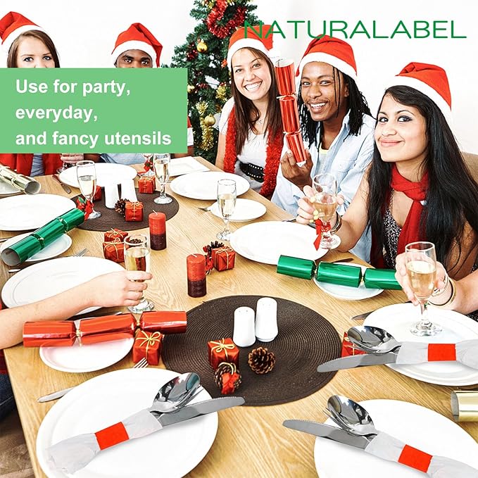 NATURALABEL 500 PCS Paper Napkin Rings with Box, Self-Adhesive Napkin Bands, for Family Meal, Birthday Party, Wedding, Celebration (Red)