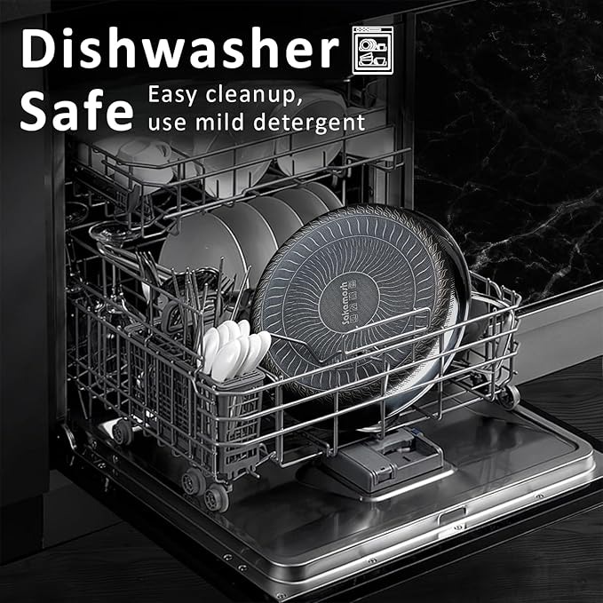 SAKAMOSH 8" Non Stick Frying Pans, Hybrid Ceramic Stainless Steel Pan, Skillet with Stay-Cool Handle, Non Toxic, PFAS PFOA PTFE Free, Dishwasher & Oven Safe, Induction, Compatible with All Cooktops