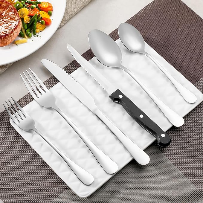 Steak Knives Set of 24, Sharp Triple Rivet Steak Knife Sets, High-Carbon Stainless Steel Serrated Blades, Ergonomic Handles Serrated Steak Knives, Dinner Knife for Kitchen Restaurant, Dishwasher Safe