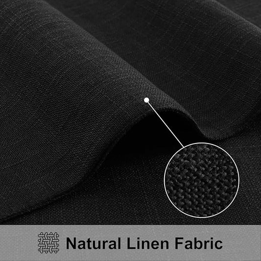 homing Cotton Linen Placemats Set of 6, Cloth Washable Farmhouse Dining Table Mats for Indoors & Outdoors, Easy to Clean, Black, 13 x 19 Inch