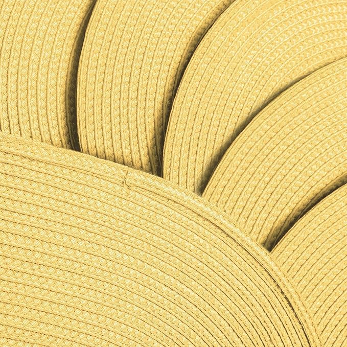 AHHFSMEI Placemats Set of 6 for Dining Table Washable Woven Non-Slip 18x12 inches Placemat Heat-Resistant Durable Table Mats for Dining Table Easy to Clean (Wheat Yellow)