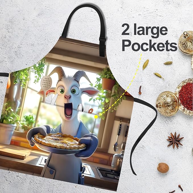Funny Cat Apron with 2 Pockets Waterproof for Men Women Kitchen Garden Decor
